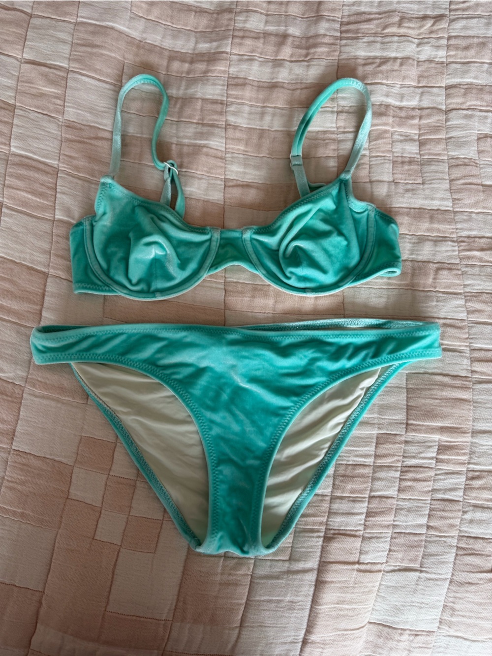 SOLID & STRIPED Aqua Velvet Bikini Set